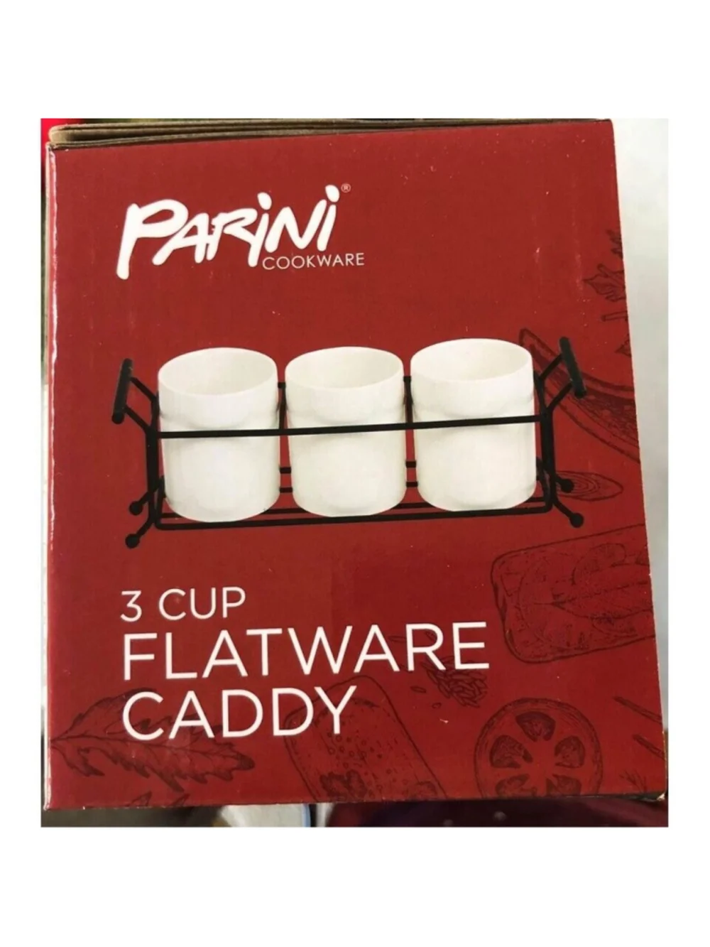 Paring cookware 3 cup flatwear caddy